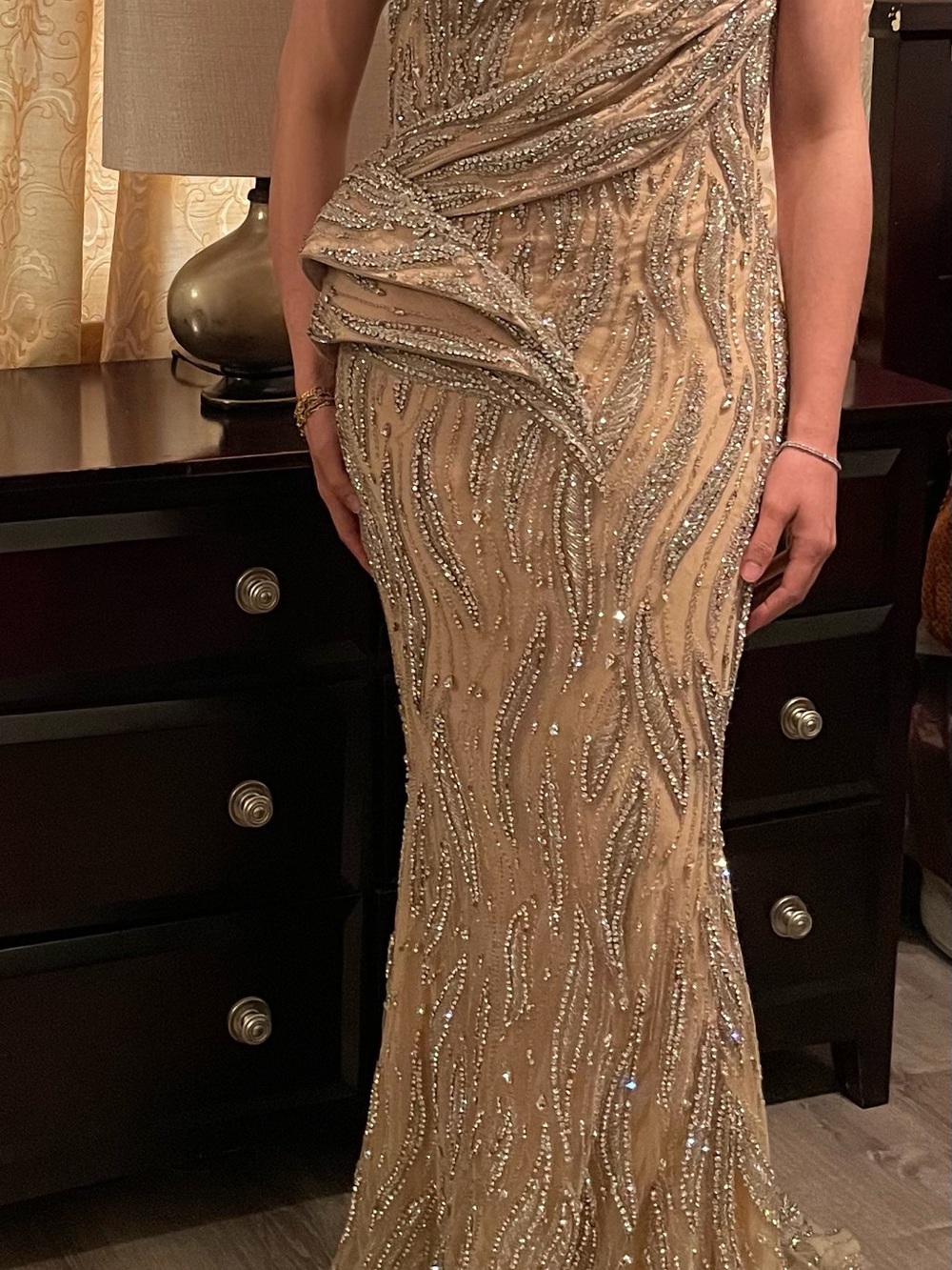 Beaded Gold Evening Maxi Dress - Elegant Embellished Gown